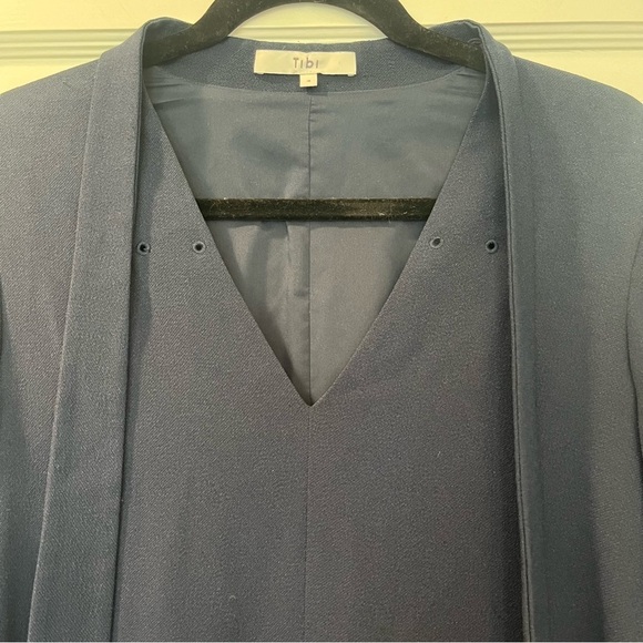Tibi Navy Savannah Tie Neck Dress Size 4 missing metal clips - Picture 7 of 14